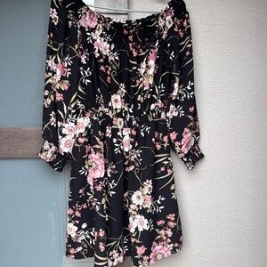 Xhilaration Black Floral Long Sleeve Dress